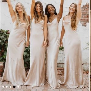 Champagne satin slip dress